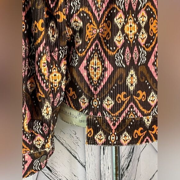 Savanna Jane Across the Desert Corduroy Aztec Jacket Cropped Size L - Picture 7 of 9